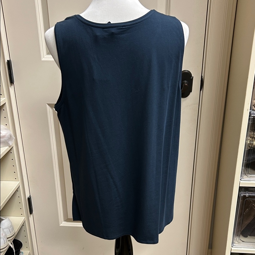 Eileen Fisher Hunter Green Sleeveless Tank Top - Picture 4 of 6